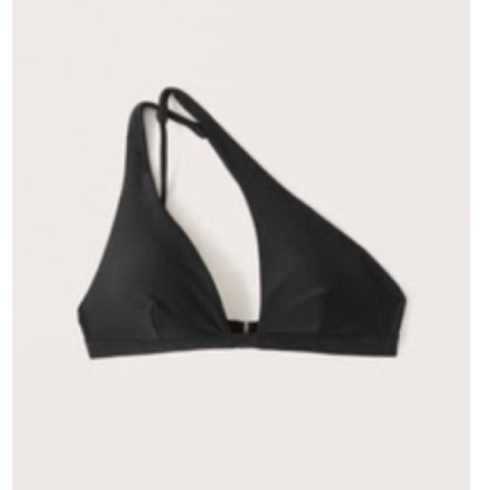 Black Asymmetrical Banded Bikini Top